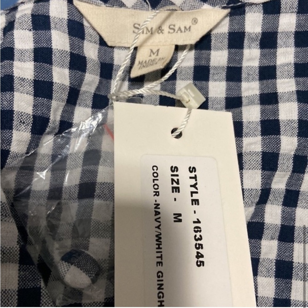 Sim & Sam Plaid Button Down tie button NWT - image 3